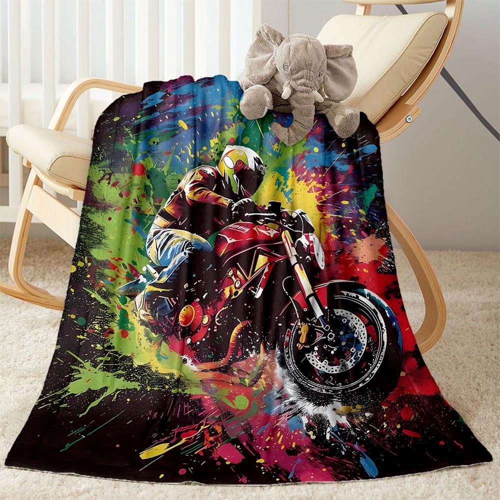 Motocross Adventure Sport Flannel Blanket - Soft and Suitable for Sofas, Beds, Offices, Travel, All Seasons, and The Best Gift for The Holidays.