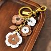 1Pc Bag Hanging Ornaments Retro Keychain Elegant Camellia Lightweight Backpack Pendant Decoration PU Multipurpose Flower