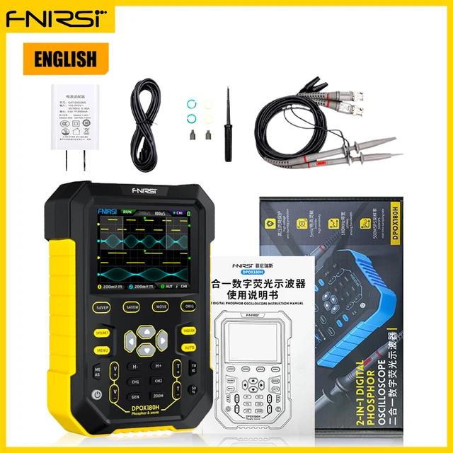 FNIRSI DPOX180H Handheld Dual Channel Digital Oscilloscope 180MHz-3DB 2 In 1 Function Signal Generator Fluorescence Display ZOOM