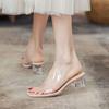 Woman Slippers Jelly Heeled Sexy Sandals Clear Outside Shoes for Women Transparent Slides Comfortable and Elegan Pvc Casual 39