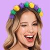 High Elastic Glitter Ball Hairbands Creative Mardi Gras Headdress Hair Hoop  for Holiday