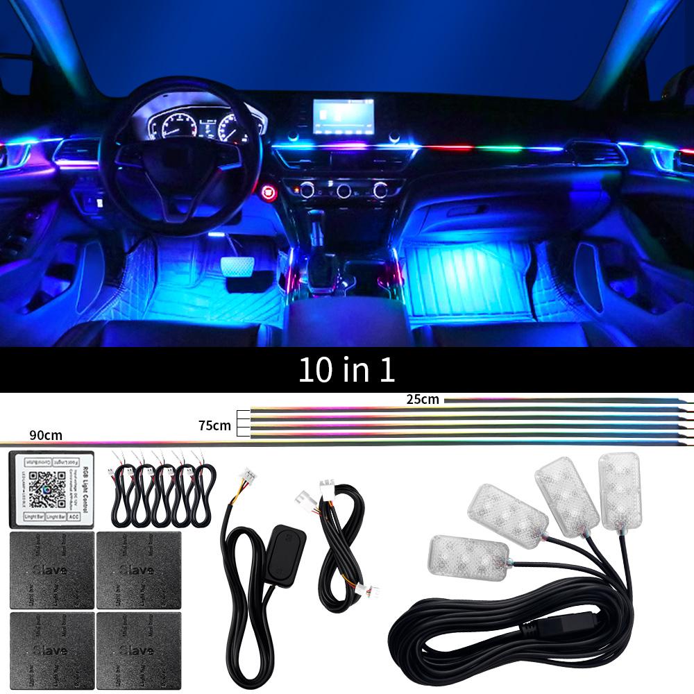 10/14/18 in 1 Led Car Ambient Lights 213 64 Color RGB Symphony Streamer Bluetooth Rainbow Acrylic Strips Atmosphere Lamp Kit 12V