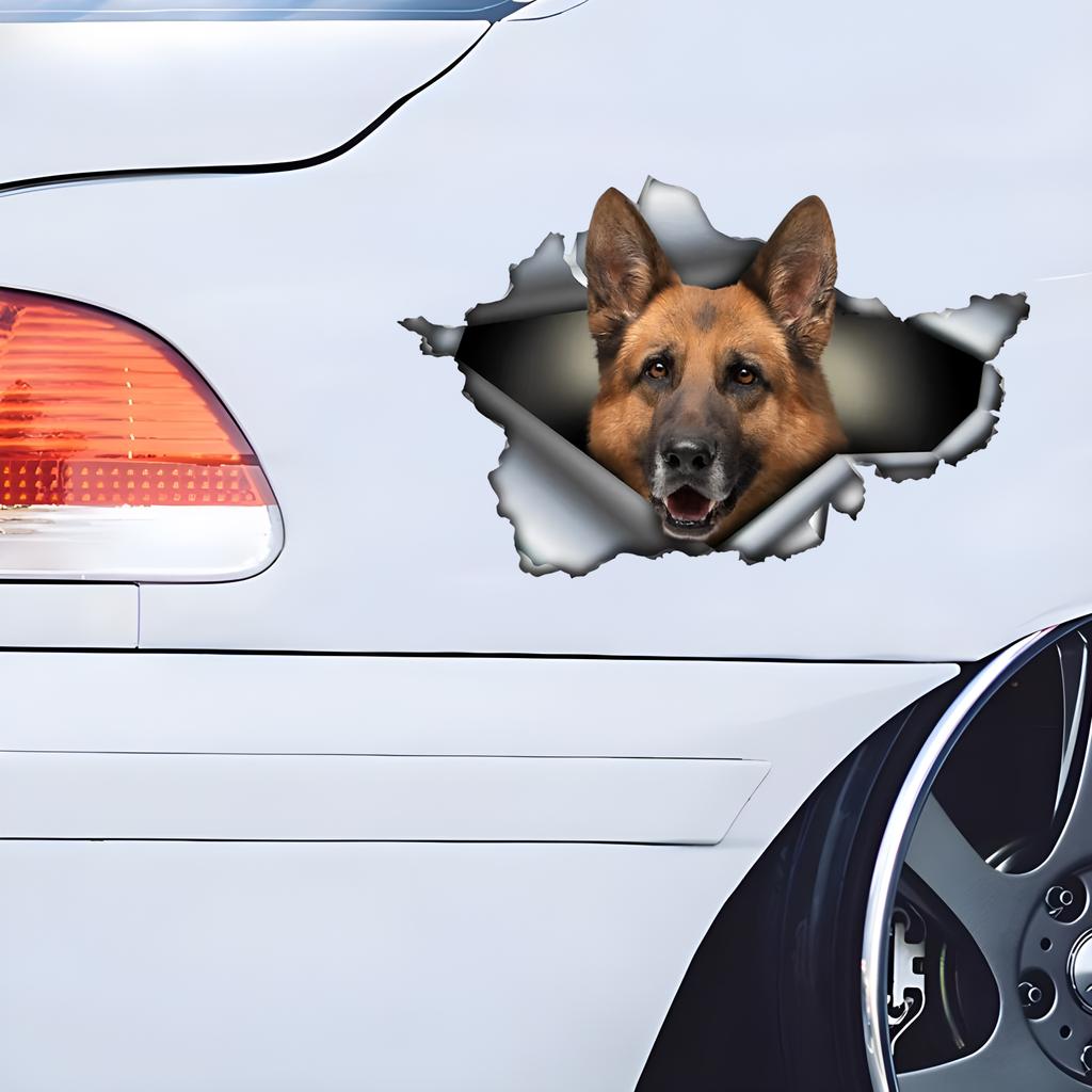 Наклейки на автомобиль для немецкой овчарки, скрытые в отверстиях, водонепроницаемые наклейки неправильной формы для украшения автомобиля