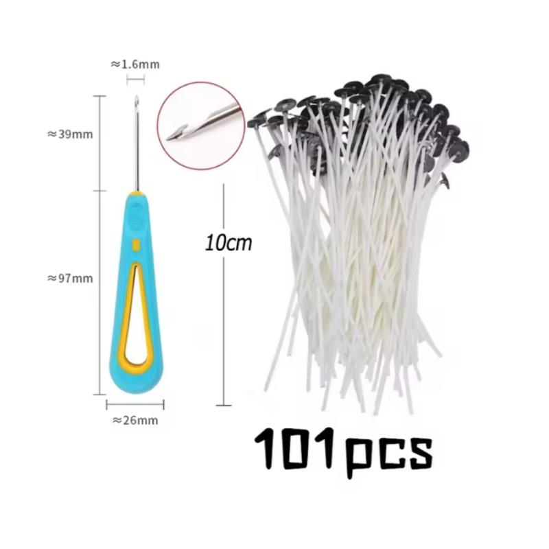 100pcs Waxed Cotton Candle Wicks Set with Stand Original Smokeless Candle Wicks Soy Oil Wax Core Woven Making Candles Supplies