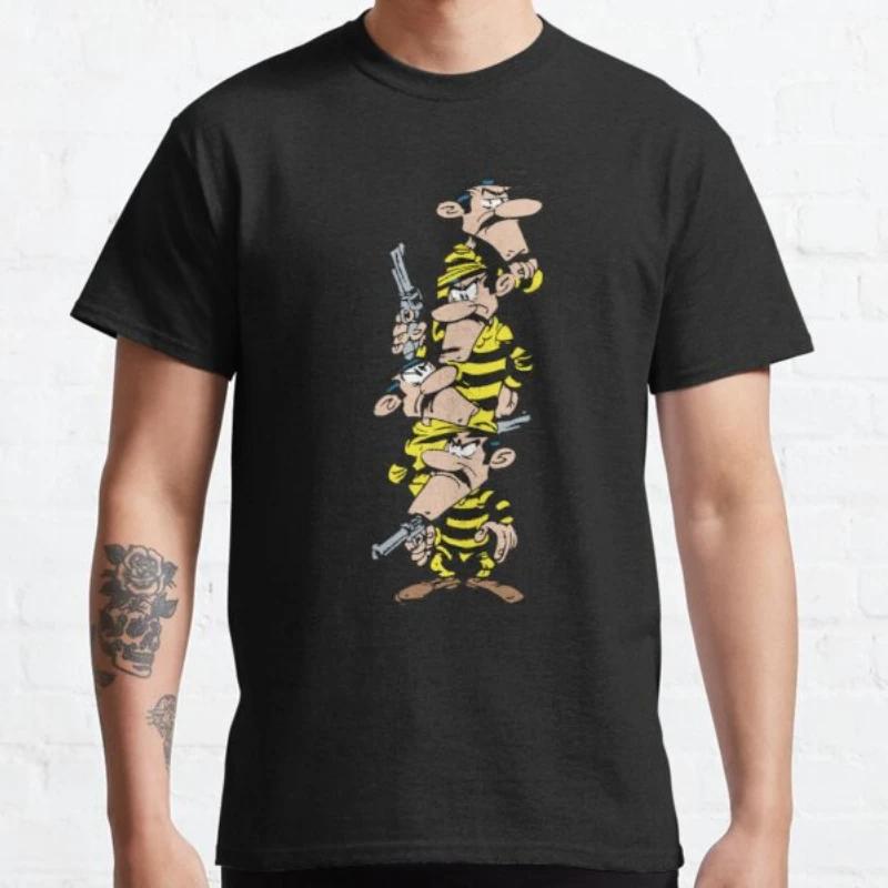 Футболка Lucky Luke с героями мультфильмов Далтонс, футболка в стиле ретро, мужская одежда в стиле гранж, рубашка в стиле аниме Harajuku, Ropa Hombre Roupas Masculinas Camisetas