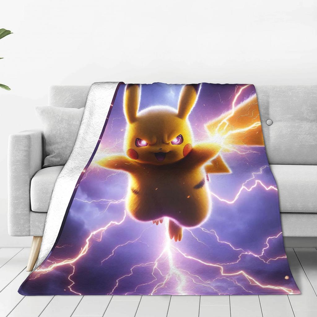 Пикачу в одеяле Poke Plush Детское флисовое одеяло для домашнего декора Супермягкий дизайн Качественный плед Подарок