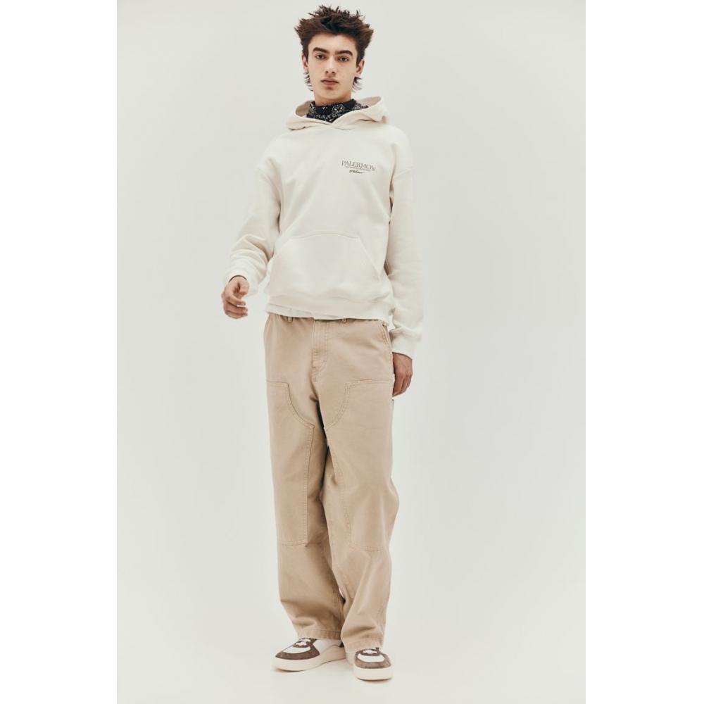 Толстовка с капюшоном свободного кроя с принтом HM белого цвета, бледнее Mo S