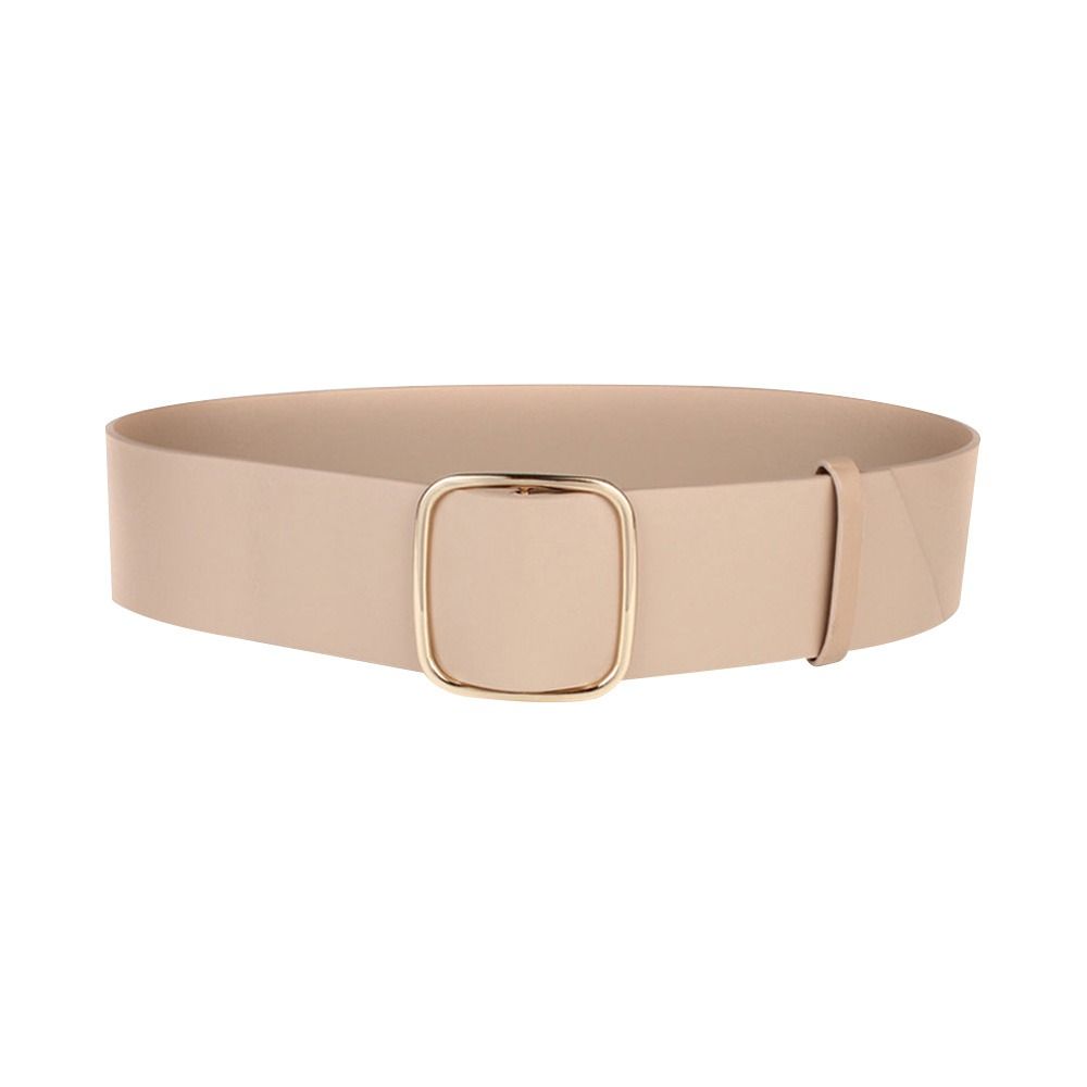 Design Vintage Casual Trouser Dress Belts No-hole Buckle Waistband Wide Waist Strap Leather Belt