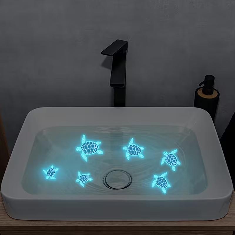 Светящиеся в темноте черепахи Самоклеящиеся наклейки Водонепроницаемые Декорации для ванной комнаты и спальни Домашний декор Стена раковины Искусство