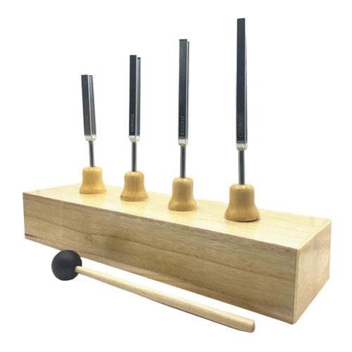 Chsy Accurate Frequency 256Hz 320Hz 384Hz 512Hz Musical Tuning Fork Set, Musical Flat Fork Measuring Gauge with Hammer, Durable and Easy To Use