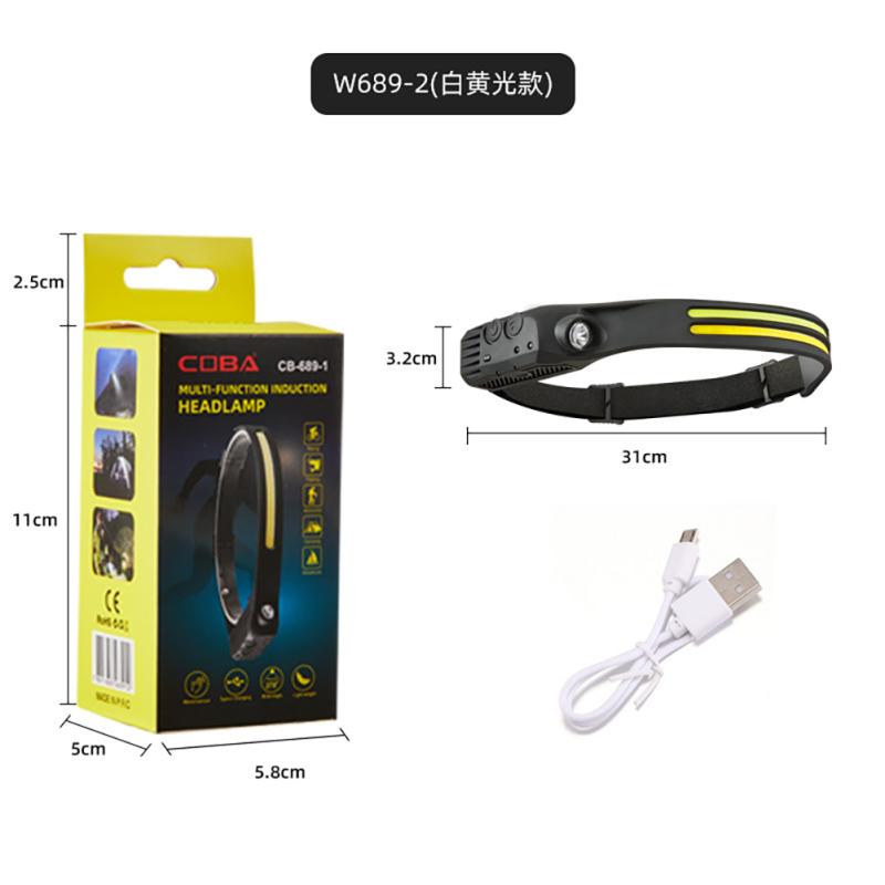 Сенсорный налобный фонарь COB LED Многофункциональный для активного отдыха и езды Зарядка USB Фонарик Факел Налобный фонарь