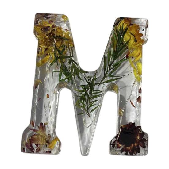 Цветочный смоляной ночник, прессованные цветы ручной работы в смоляных буквах, лампа, настольный декор, светящиеся цветочные буквы, подарок для мамы, жены