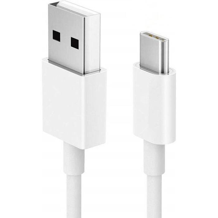 Câble Chargeur USB Type C - PROSHOP - Lot de 2 - 2M - Compatible Smartphones - Blanc