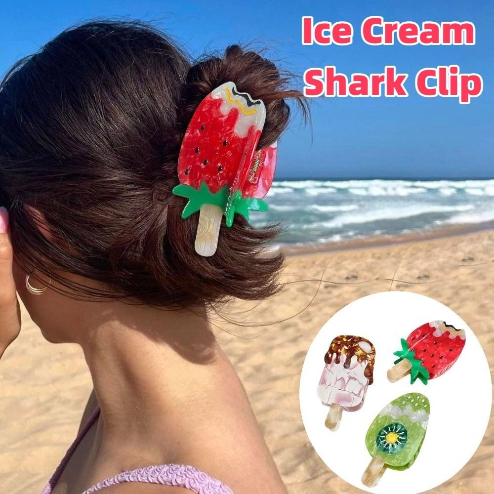 Cute Ice Cream Shark Clip Sweet Delicious Food Claw Clip Fruit Series Hair Claw Gift