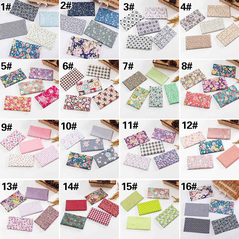 5pcs / Lot Printed Patchwork Cotton Fabric Doll Handmade Accessories Floral Fabrics for DIY