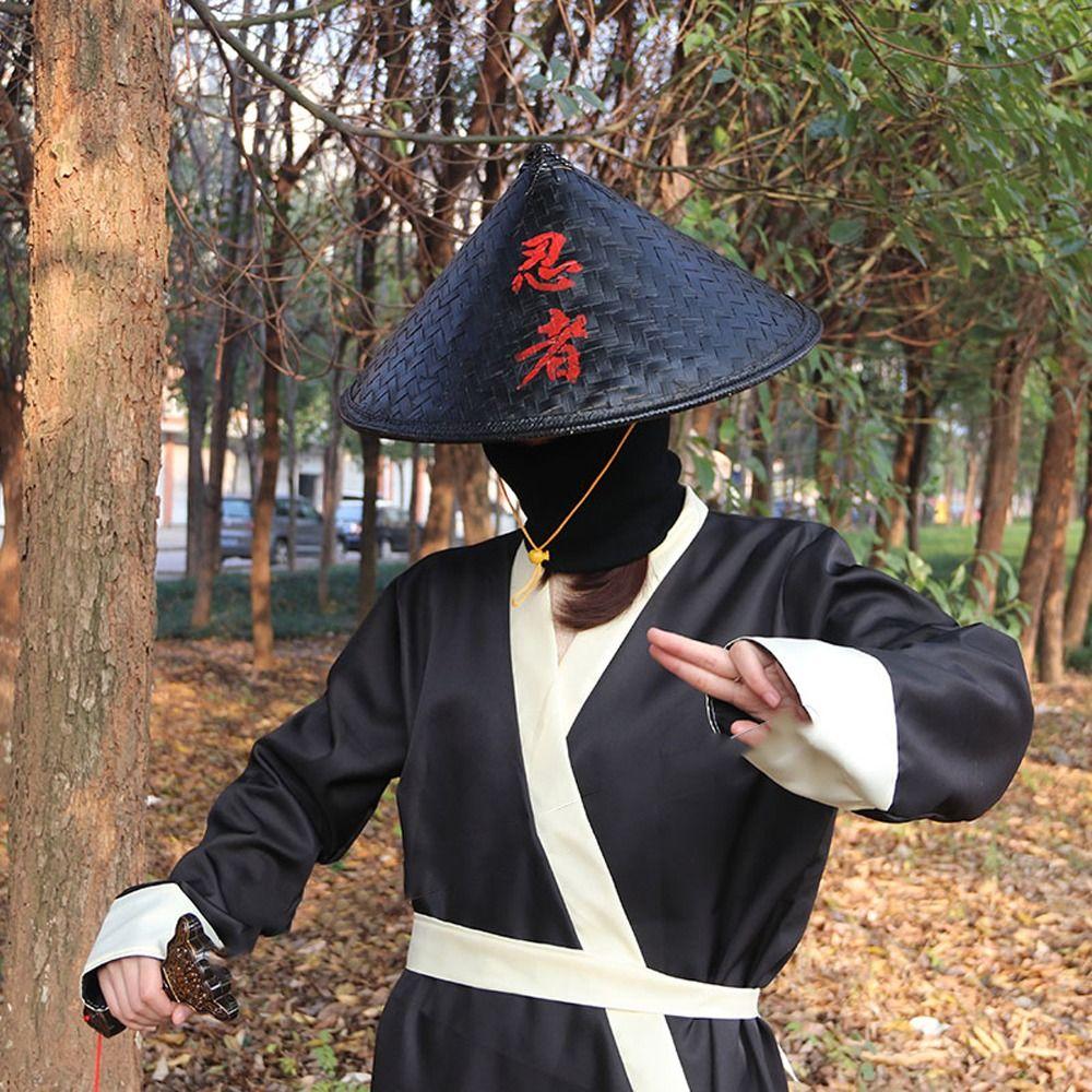Cosplay Hats Bucket Hats Tourism Rain Caps Bamboo Rattan Hats Men Fisherman Hats Ninja Cosplay Hats