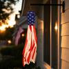 4th of July Outdoor Decoration, American Flag Porch Sign, Red White Blue Hanging Banner, USA Pleated Fan Flag, Patriotic Windsock for Independence Day