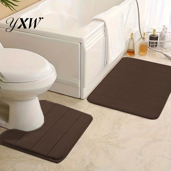 Soft Coral Velvet Mat 2Pcs/Set Bathroom Floor Non-Slip Bottom 40x60cm Square Pad 40x50cm U-Shaped Easy To Clean Bath