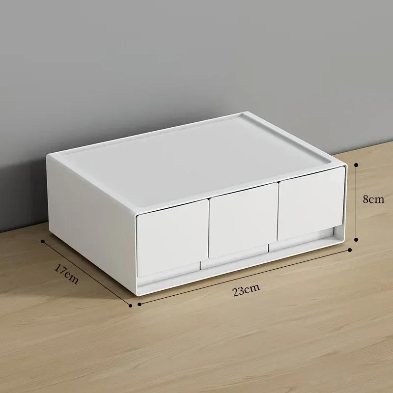 Stackable White Storage Drawer Desktop Storage Box for Office School Sundries Stationery Storage Organizer Home Desk Supplies