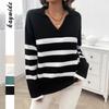 Женский свитер в полоску с длинными рукавами в праздничном и повседневном стиле для весны и лета