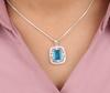 Swiss Blue Topaz Gemstone 925 Sterling Silver Jewelry Zircon Pendant For Women CZP-11-3