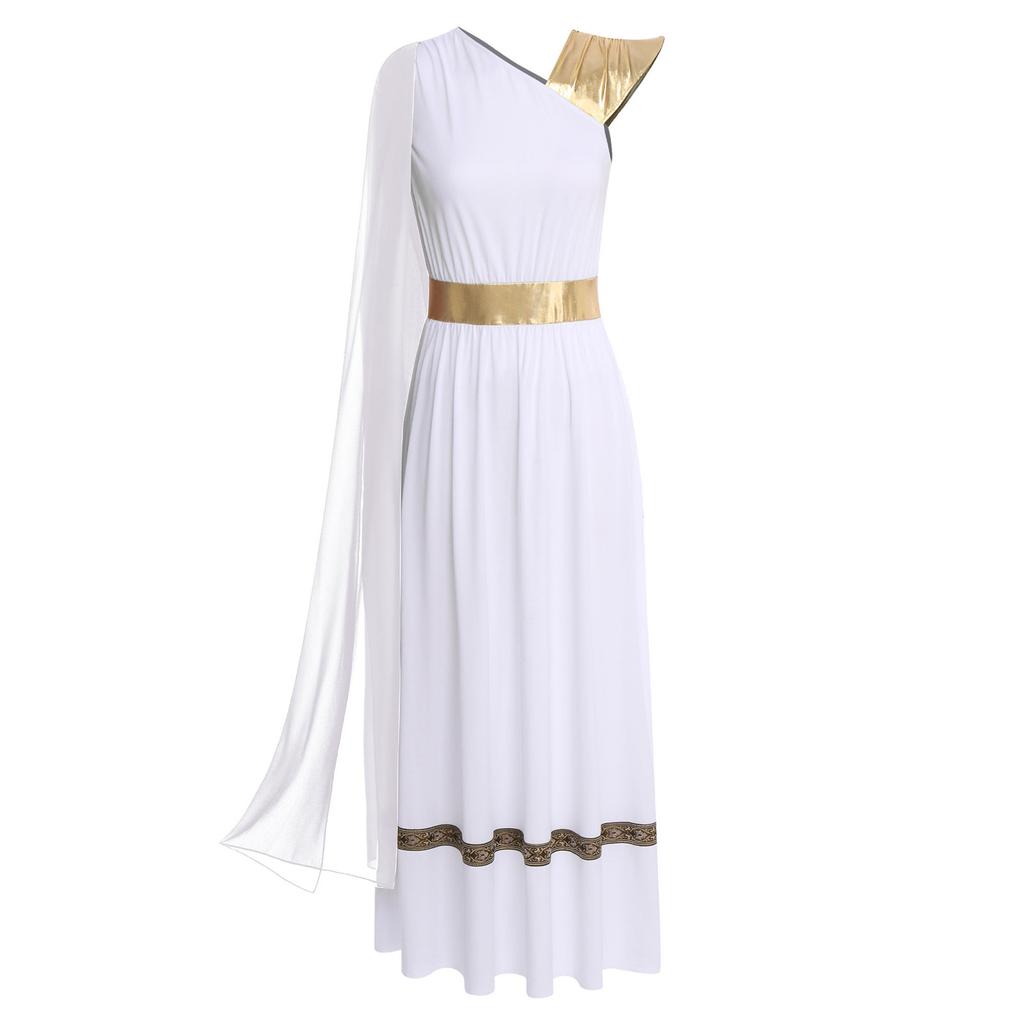 Женский костюм древнегреческий без рукавов туника с высокой талией платье золотая римская императрица тога платье для Хэллоуина