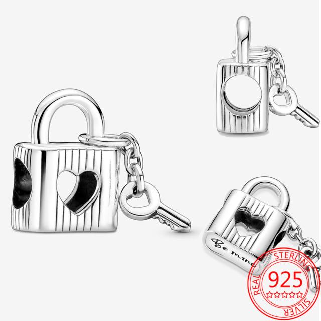 Оригинальный новый трехцветный замок и ключ подвеска шарм подходит модный браслет сделай сам S925 стерлингового серебра шарм женские модные ювелирные изделия