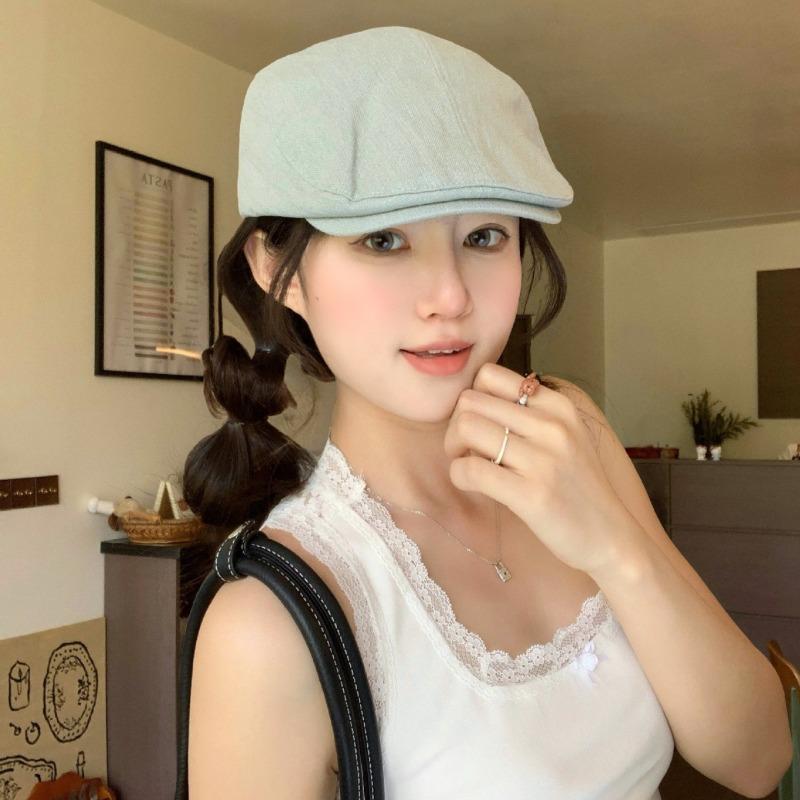25 New Summer Breathable Ice Silk Forward Hat Retro Cap Versatile Hat Female Sunshade