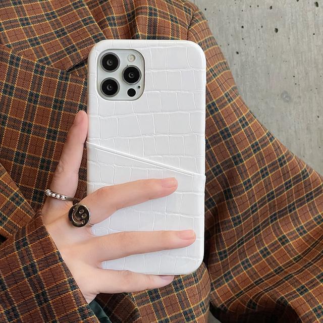 Высококачественный держатель для карт из крокодиловой кожи, мягкий чехол для телефона из искусственной кожи для Iphone 13 Mini 11 12 Pro Max, розовая задняя крышка, чехол