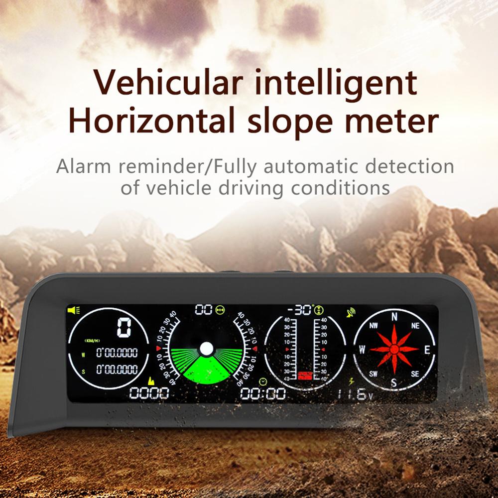 AD X90 GPS Проекционный дисплей Спидометр Сигнализация превышения скорости Уклономер Инклинометр Автомобильный компас HUD Угол наклона Угломер Часы