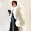 S-9XL Large Imitation Mink Fur Coat Women's Long Fur Coat Temperament Slim Fox Fur Collar Coat Large Windproof and Warm Fur Coat