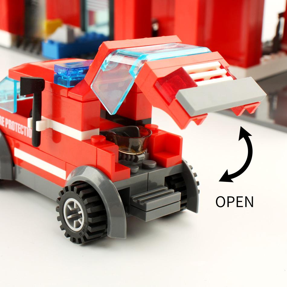 774pcs Fire Station Model Building Blocks Truck Helicopter Firefighter Bricks City Educational Toys For Children Gift