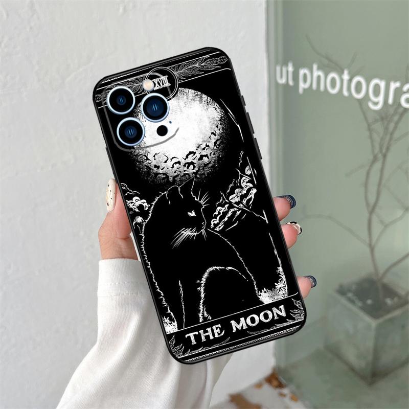 Чехол-кошелек Лунный Таро Кот-Ведьма для iPhone 16 15 11 12 13 14 Pro Max Plus XS X XR 12 13 Mini Задняя крышка