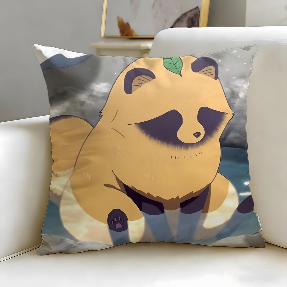 theme with you and the rain tanuki Cushion Cover Soft EasyWash Pillow Case Versatile for Couch Bed Travel and Office