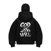 GOD CAN AND GOD WILL Letter Print Autumn and Winter zipper Hooded Sweatshirt Fashionable and Comfortable Round Neck Top Clothing