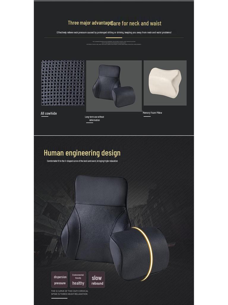 Buick Car Headrest and Lumbar Support Pillow - Memory Foam, Customizable Logo