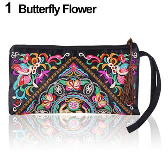 Women's Retro Ethnic Embroider Purse Wallet Clutch Card Coin Holder Phone Bag MIT