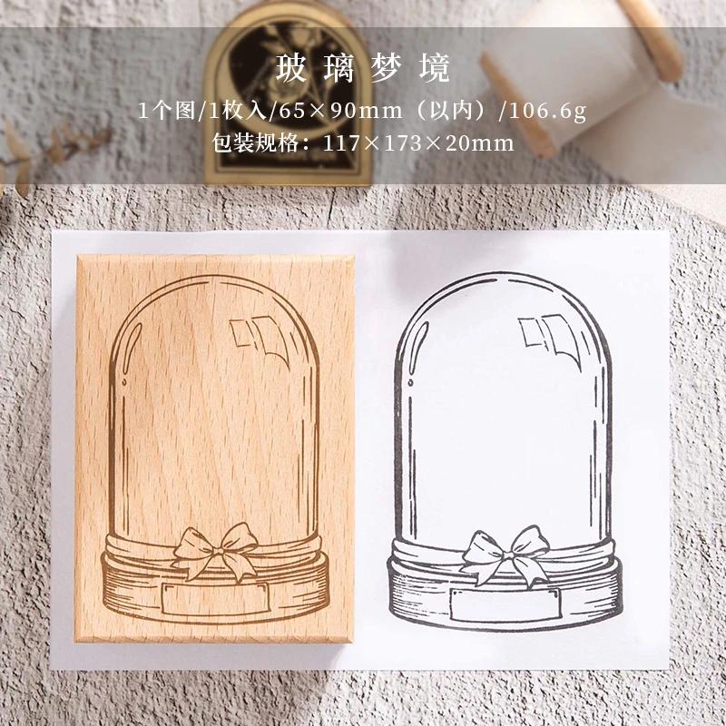 Yoofun Большой размер Винтажный Мечта в бутылке Деревянный штамп Журналирование Скрапбукинг DIY Деревянные штампы в виде бутылок Ретро канцелярия