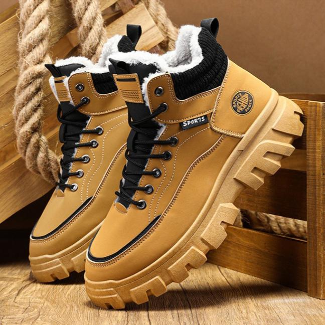 Зимние Высокие Толстые Мужские Снегоступы Толстая Подошва Износостойкие Нескользящие Ботильоны Широкий Носок Уличные Водонепроницаемые Рабочие Ботинки
