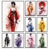 Gorgeous Clothing Japanese Geishas Oriental Women Canvas Painting Wall Art Solemn Posters and Prints Living Room Home Decoration