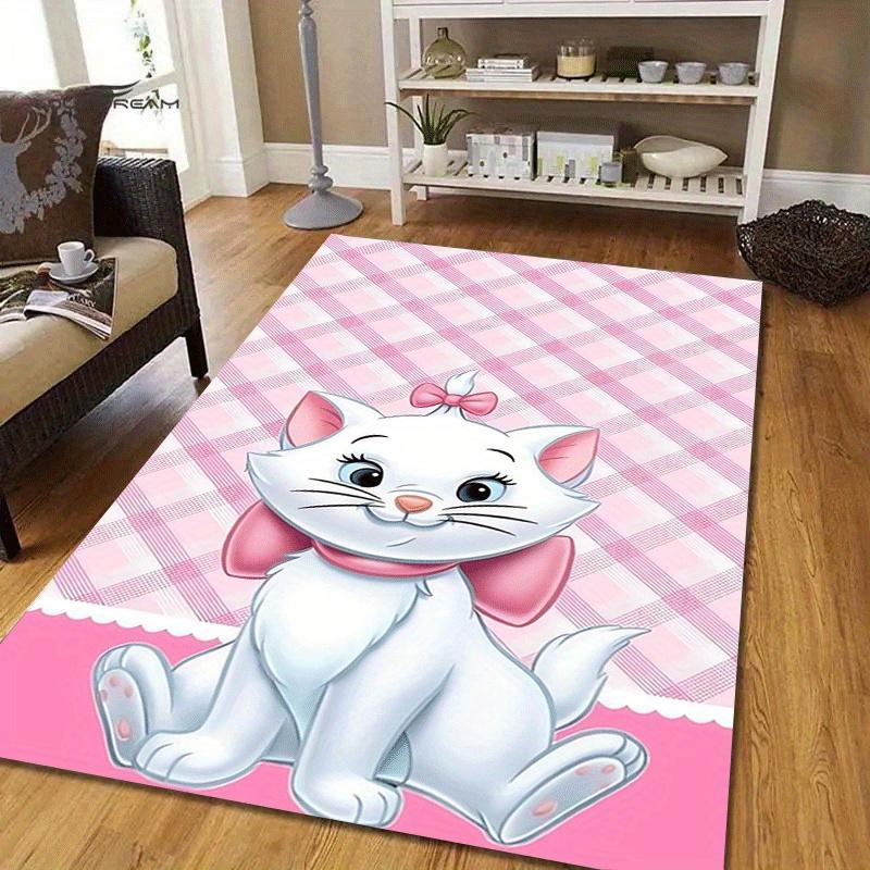 1pc Cute Marie Cat Pattern Area Rug Soft Flannel Floor Mat for Living Room,Office,Bedroom and Carpet,Sofa Coffee Table Floor Mat