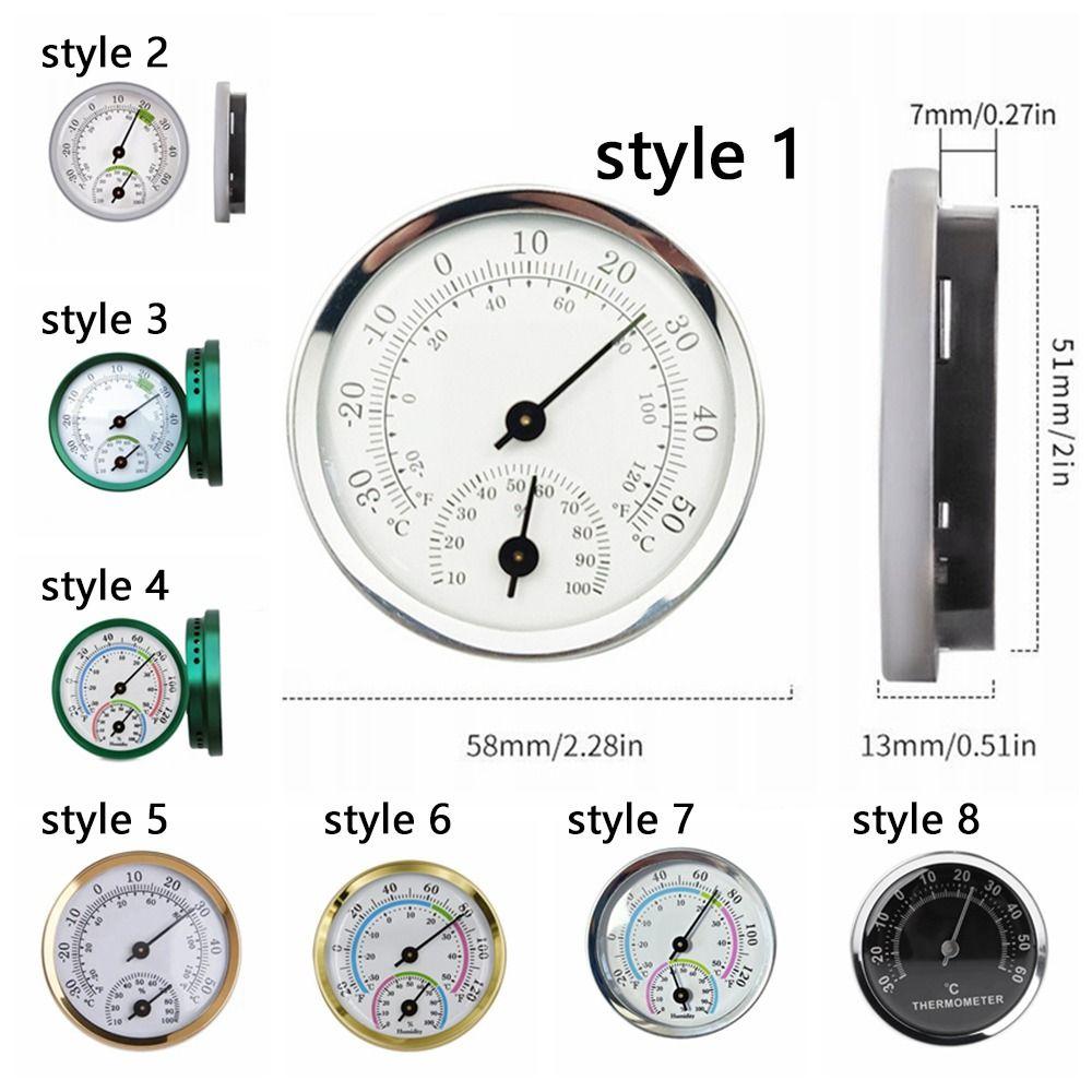 2 in 1 Gauge Mini Pointer Thermometer No Battery Required Diameter 58MM Temperature Meter Metal Case -30℃~50℃ Range