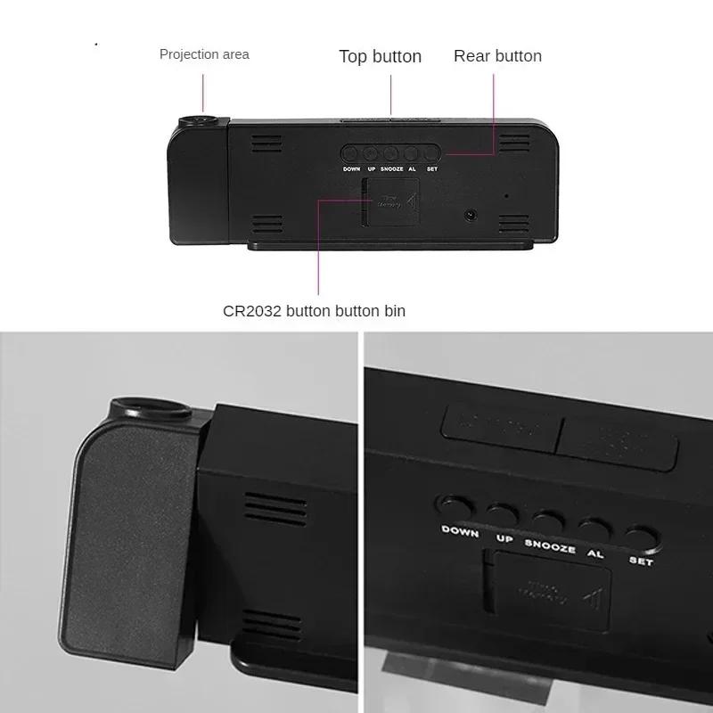 Проекционный будильник с питанием от USB, TEMP, дата, ночной режим, отключение питания, память, настольные часы, 2 режима отображения, 12 ч/24 ч, светодиодные цифровые часы