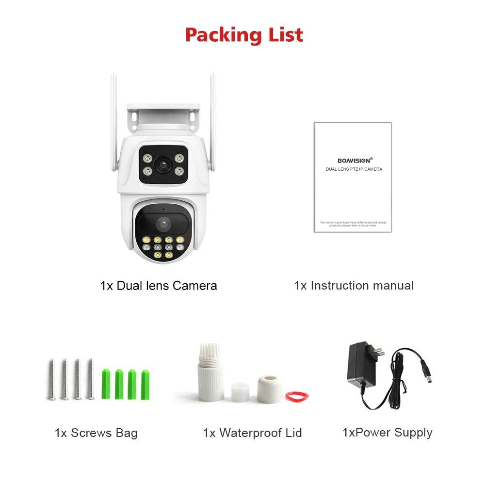 Новая камера наблюдения EU 8MP с двойным экраном и двойным объективом, Wi-Fi, Ai, автоматическое отслеживание цвета, ночного видения, Bluetooth, уличная PTZ-камера безопасности