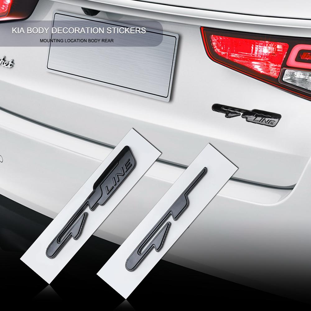 cpzmnv1 GT GTline Letter Logo Car 3D Rear Marked Side Marking Decorative Sticker Badge For Kia KN Pegas Sorento Soul Cerato Niro Optima
