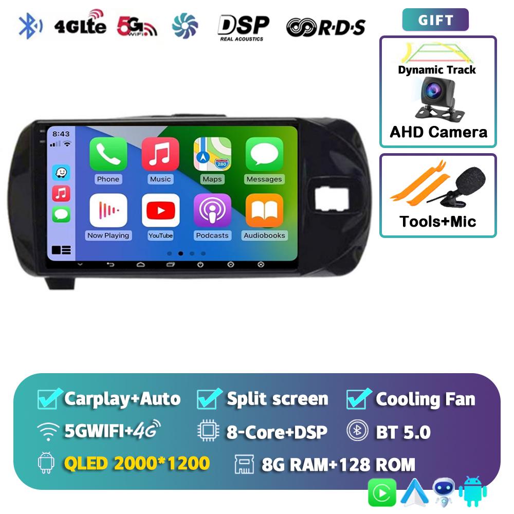 Android 14 Carplay для Toyota Vitz 3 XP130 2014 2015 2016 2017 2018 2019 Автомобильный радиоприемник Мультимедиа Видеоплеер Навигация GPS Стерео