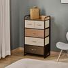 5-Drawer Dresser Tower 3-Tier Storage Organizer with Steel Frame Wooden Top for Bedroom Hallway Closets