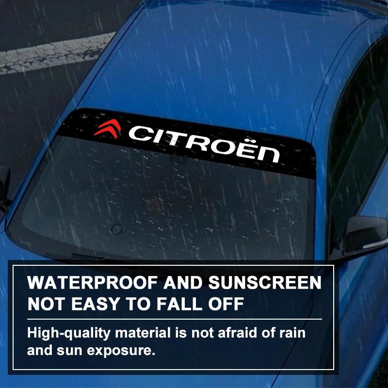 Car front windshield sunshade decorative stickers For Citroen C1 C2 C3 C4 C5X E-C4 C-Crosser C4 Cactus Berlingo Elysee C-ZERO