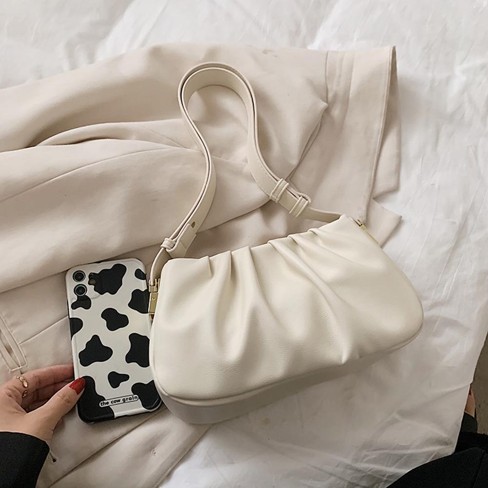 Женская модная сумка через плечо из искусственной кожи, сумка через плечо, плиссированная сумка (белый)