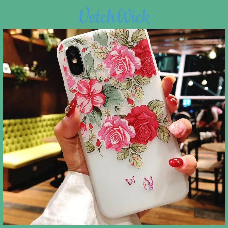 Для 8 iPhone 6s 7 Plus Мягкий Резиновый Ударопрочный Чехол Цветочный Прозрачный Тонкий Чехол